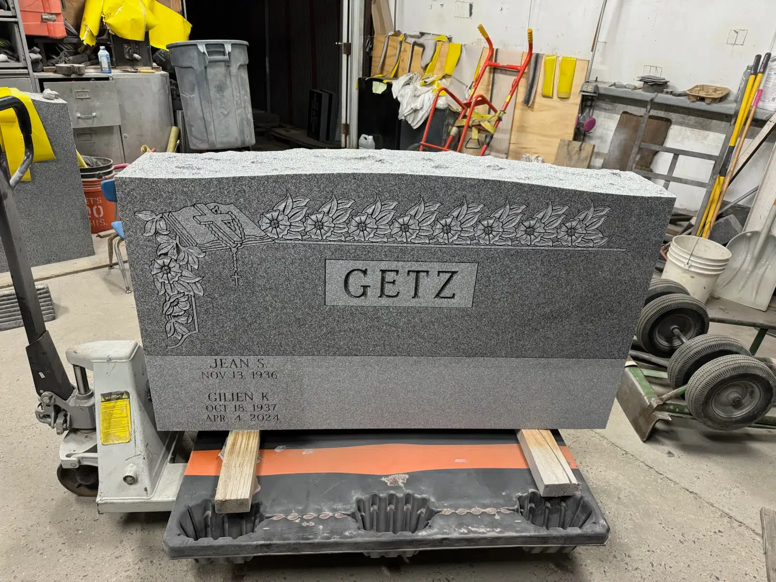 granite Catholic Headstone hand-carved by Catholic Memorials in NJ — image 4