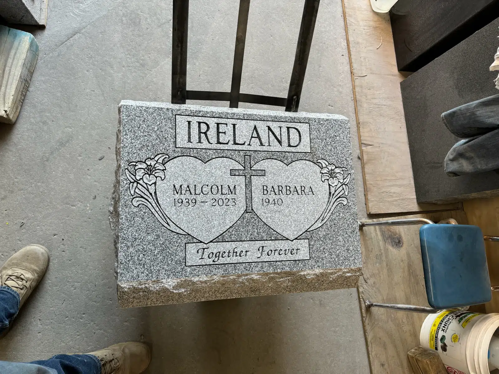 granite Catholic Headstone hand-carved by Catholic Memorials in NJ — image 6